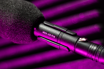 Sennheiser MKH416-P48 studio microphone.